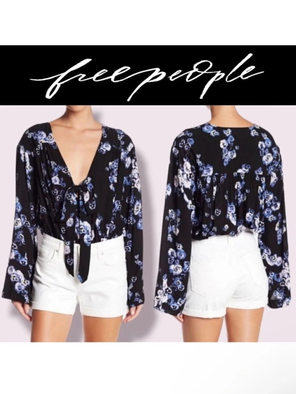 FREE PEOPLE Intimately Free Forties Feel Bell Sleeve Floral Bodysuit XS
